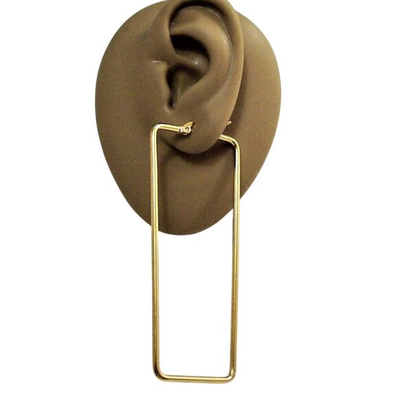 3 Inch 78mm Hoop Gold Tone Pierced Post Earrings - Picture 1 of 5